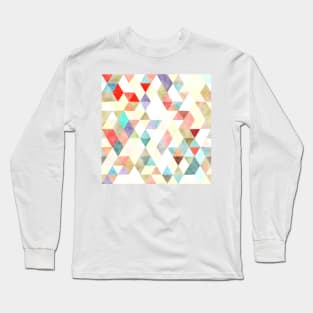 Boho Geometric Triangles Pattern Pastel Watercolor Long Sleeve T-Shirt